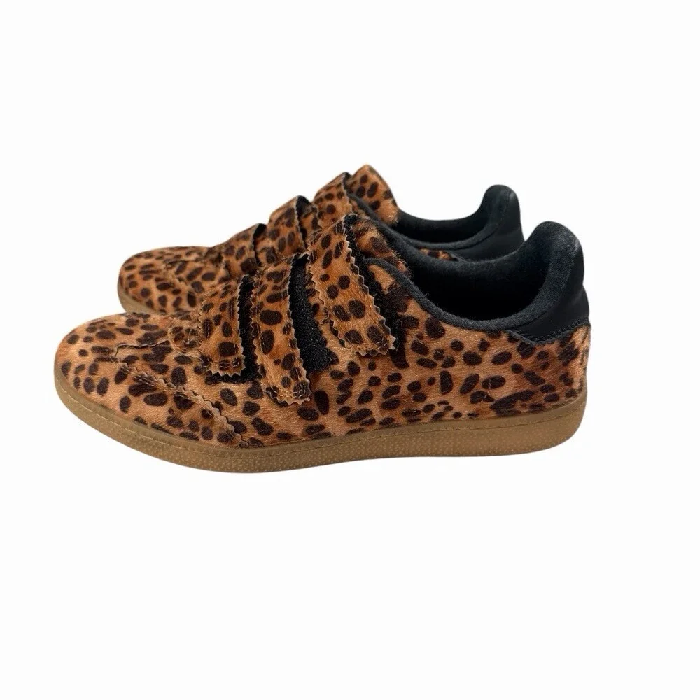 Camila Coelho Bastion Leopard Sneaker Sz 9.5 Tripple Strap Gum Sole - Picture 2 of 10